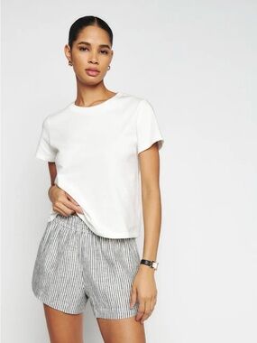 Reformation Mila Linen Short Ivory - Size XL